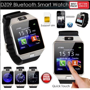 Bluetooth Smart Skatīties DZ09 Smartwatch Miega monitors Modinātājs Dial, Atbildēt uz Zvanu SIM TF Karti Kameras Smart skatīties Android