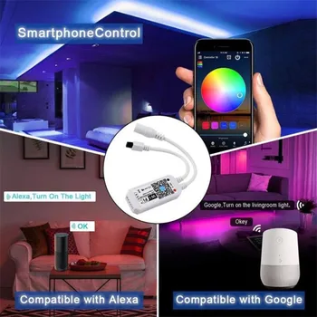 Bluetooth, WIFI LED Lentes RGB Gaismas 2835 Elastīgu Lenti Fita RGB Led Gaismas Diožu Lentes 20M-5M DC 12V Ar WIFI Kontrolieris