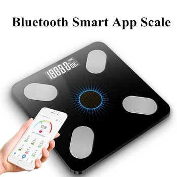 Bluetooth Ķermeņa Tauku Apjoma BMI Mēroga Smart USB&Gaismas Enerģijas Elektroniskie Svari Digitālie Vannas istaba Svars Apjoma Līdzsvaru Ķermeņa Analizatoru