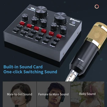 Bm 800 Karaoke Mikrofons, Studio Komplekti bm800 Kondensatoru Mikrofonu Datoru Ierakstīšana Skaņas Kartes Voice Changer Phantom Power