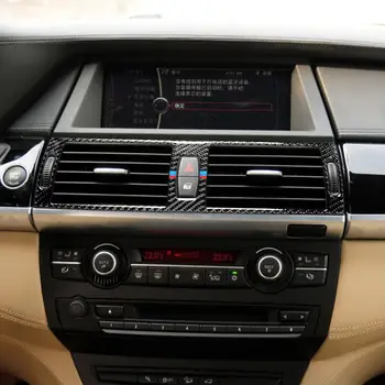 BMW X5 E70 X6 E71 2008. - 2013. Gadam Oglekļa Šķiedras Centra vadības Paneli, Gaisa Kondicionieris Atverēm Rāmja Uzlīmes Tuning Auto Piederumi