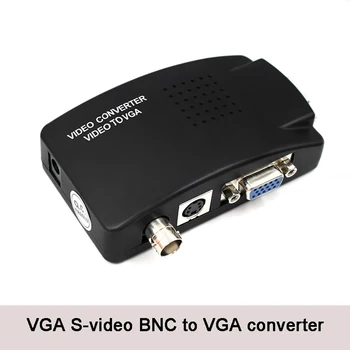 BNC uz VGA, S-video Ievade, lai Video Converter PC VGA-VGA Izeja dc Adapteris Ar kabeli,