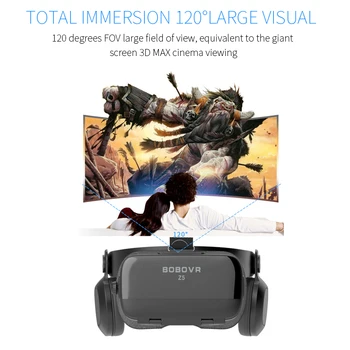 BOBOVR Z5 120 FOV VR Virtuālās Realitātes Brilles Tālvadības 3D Android Kartona VR 3D Stereo Austiņas Ķivere Viedtālruņiem 4.7-6.2