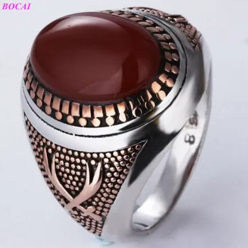 BOCAI S925 sudraba gredzeni tendence vīriešu modes Dienvidu rutila Taizemes sudraba retro personības polular vīriešu gredzens