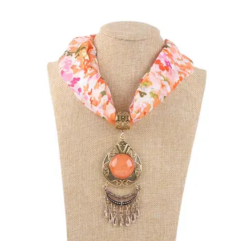 Bohemian rotaslietas kaklarota šalle sieviešu apģērbu uzdrukāts sakausējuma kulons mīksta šifona kakla lakati pušķis roku darbs foulard femme