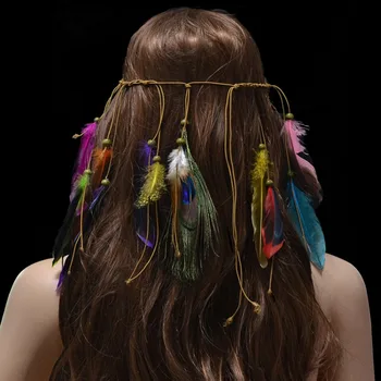 Boho Roku Darbs Etnisko Cilšu Čigānu Turcijas 2 Krāsas Virves Koka Spalvu Hairband Galvas Matu Rotas Sievietēm Meitene Rotaslietas