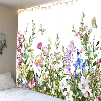 Bohēmietis stils augu ziedu sienas karājas gobelēns hipiju psychedelic krāsains gobelēns INS mājas apdare
