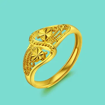 Bohēmietis stils pārklājumu, zelta rotaslietas, sieviešu 24k zelta krāsas gredzens modelis gravēšana dizaina atvērt gredzens zelta krāsā gredzenu dzimšanas dienas dāvana