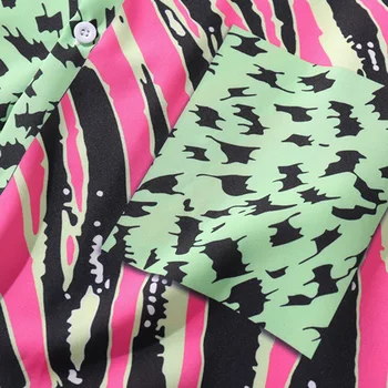 Bonita, Vida Zebras Svītras Leopard Punkti Drukas Krāsu Bloku Raibs Kabatas Īsām Piedurknēm Havaju Krekli Vasaras Gadījuma Pogu, Topi