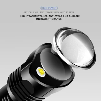 BORUiT Super Spilgti XHP100 LED Taktiskais Lukturītis, 5 Režīmu Tālummaiņas Lāpu USB Lādējamu Power Bank 26650 Laternu Velosipēdu Gaismas
