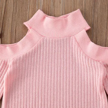 Boutique Bērnu Apģērbu 2020. Gadam Pavasara Jaundzimušais Meitenes Bērniem, Drēbes Nost, Plecu Džemperi Džemperi, Topi +PU Svārki 2gab