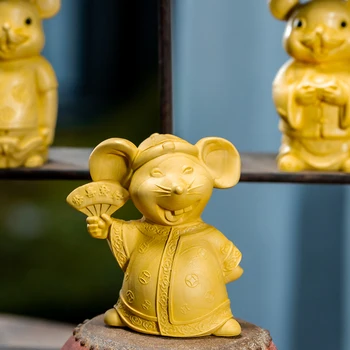 Boxwood 7cm Peli Skulptūru Koka Griešanai Laimīgo Zelta Žurkām, Dzīvniekiem Statuja Ķīniešu Zodiaka Mājas Dekoru