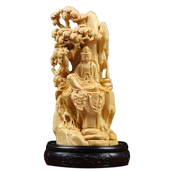 Boxwood Griešanai Sadzīves Dekoratīvi Apdares Amatniecības Koka Budas Statuja Wenplaygift Guanyin Skulptūru Mājas Dekoru