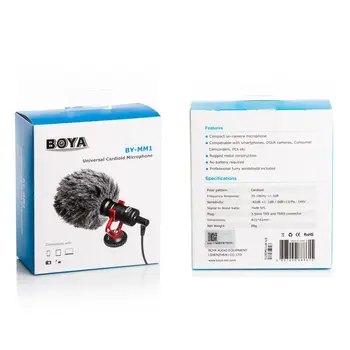BOYA AR-MM1 3.5 mm Clip-on Video mikrofons Mini Audio Apkakles Kondensatoru Atloks Mic ieraksta Canon/iPhone Sony DSLR Kameras