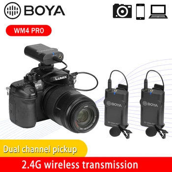 BOYA AR-WM4 Pro K1/K2 Dual Channel 2.4 G Bezvadu Lavalier Studio Kondensatora Mikrofons priekš Canon, nikon DSLR Kameru, mobilo telefonu