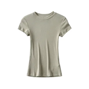 BRADELY MICHELLE Vasaras sexy sievietes pamata o-veida kakla ilgtermiņa piedurknēm T-krekls slim elastīgs kokvilnas tops