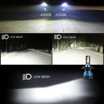 BraveWay H4 Led priekšējo Lukturu Automātiskā Super LED Spuldzes Auto Spuldzes H1, H3, H7 LED H11 9005 9006 HB3 HB4 12000LM 12V Diožu Lampas