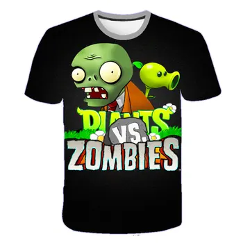 Brazīlijas pusaudžiem un bērniem šausmu zombiju attēls 3D multiplikācijas filmu collu krekls sākotnējā augu garlaicīgs cilvēks kara apdrukas T-krekls meitene fash
