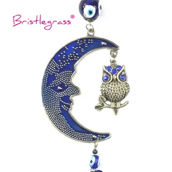 BRISTLEGRASS turcijas Zilās Ļauno Aci Mēness Pūce Pušķis Amuletu Laimīgs Šarmu Auto Sienas Karājas Kulons Svārsta Svētību, Aizsardzību Dāvanu