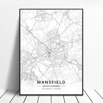 Bristol Vannas Bournemouth Chester Ipsviča Mansfield Milton Keynes Apvienotā Karaliste Kartes Audekls Mākslas Plakāts