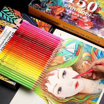 Brutfuner Profesionālās 180 Krāsas Akvareļu Zīmuļi Komplekts Mākslinieka Glezna Ieskicējot Koka Krāsu Zīmuli Mākslas Skolas Piederumi
