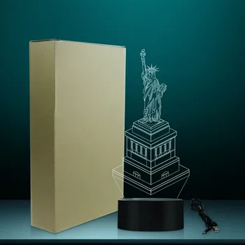 Brīvības statuja Pasaulē Slavens Orientierus 3D ilūziju, Nakts Lampas, New York, Amerikas Simboli Ceļojumu Suvenīru, Dāvanu Galda Garastāvokļa Lampa