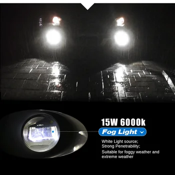 Buildreamen2 2 X Auto LED Projektors, Miglas lukturi + Dienas Gaitas Lukturi DRL Balta 12V Augstas Spilgti Nissan X-Trail T31 2007. - 2013. gadam