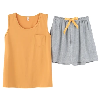 BZEL Jaunais Orange Sieviešu Pidžamas Komplekti, Mīkstu Kokvilnas Gadījuma Homewear Loungerwear Dāmas Cieta Apakšveļas Tērps Vasaras Nighty Plus Lieluma