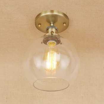 Bēniņi Vintage Dzelzs Stikla Abažūrs Griestu Lampa LED E27 AC 110V, 220V Mūsdienu Gaismas Plafonnier Gaismeklis, Lai Guļamistaba, Dzīvojamā Istaba