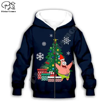 Bērni 3D Hoodies anime Ziemassvētku Drukāt Zēns Meitene Santa Claus Sūklis un bob sporta Krekls kawaii Patriks zvaigzne/bikses/elsas/t