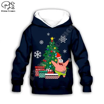 Bērni 3D Hoodies anime Ziemassvētku Drukāt Zēns Meitene Santa Claus Sūklis un bob sporta Krekls kawaii Patriks zvaigzne/bikses/elsas/t