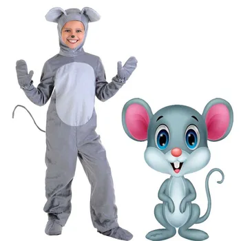 Bērni bērniem pieaugušo pelēkās peles Kostīms Dzīvnieku Onesies halloween puse peli Cosplay Tērpu, Masku Jumpsuit ar cepuri, cimdiem
