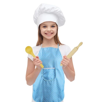 Bērni Bērnu Vienkāršā Virtuves Priekšauts Ēdiena Cepšanas Krāsošana Gatavošanas Mākslu, Kombinezoni Ar Krūšdaļu Bērnu Priekšauts Virtuves Piederumi