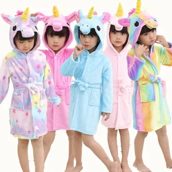 Bērni, Dvieli, Pludmales Bērnu Vannas Drēbes Dzīvnieku Varavīksnes Vienradzis Kapuci Peldmēteļi Zēniem Meitenēm Pidžamas Naktskrekls Kids Sleepwear Drēbes