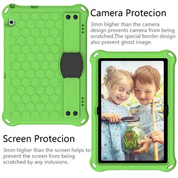 Bērni, Gadījumā, Huawei MediaPad T5 10 10.1 AGS2-W09/L09/L03/W19 Rokas Triecienizturīgs EVA Pilna Ķermeņa Rīkoties Stāvēt Vāks + Kakla Siksna