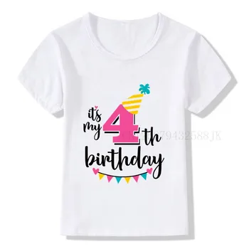 Bērni Ziedu Unicorn Dzimšanas dienu Skaits 2 Druka T Kreklu Bērniem es Esmu 2 Drēbes, T-krekli Boy&Girl Smieklīgi 2 Gadiem Dāvanu T Baby