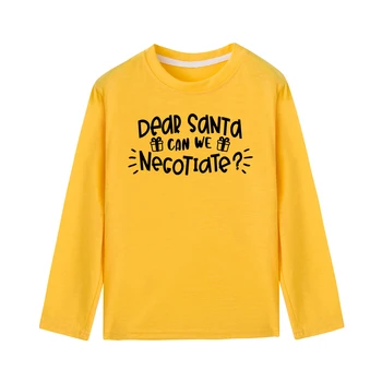 Bērni Ziemassvētku Drēbes Dārgais Santa Mēs Varam Veikt Sarunas Drukāt Smieklīgi Bērniem Zēni Meitenes ar garām Piedurknēm T-krekls Toddler Puse Topi