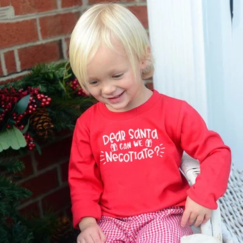 Bērni Ziemassvētku Drēbes Dārgais Santa Mēs Varam Veikt Sarunas Drukāt Smieklīgi Bērniem Zēni Meitenes ar garām Piedurknēm T-krekls Toddler Puse Topi