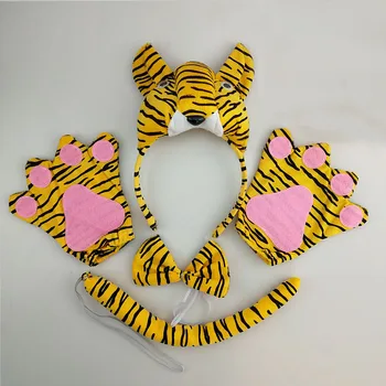 Bērni Zēns 3D Tiger Dzīvnieku AUSS, Galvas Sasiet Asti, Cimdi Dzimšanas dienā Labu Dāvanu Puse Tērpu Halloween Ziemassvētkiem