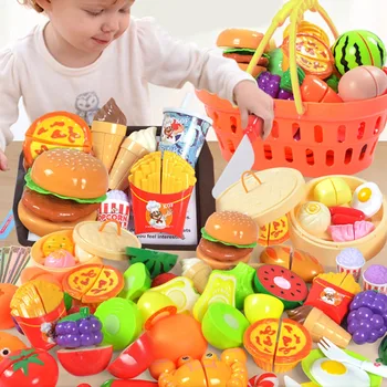 Bērniem 36pcs Bērniem Mini DIY Jautri Virtuves Griešanas Nazis Pārtikas Maizes Kūka Dārzeņu Iepirkumu Grozs Grozā Izlikties, Lomu spēles, Rotaļlietas, Dāvanas,