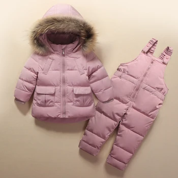 Bērniem Apģērbi Meitenēm Zēniem uz Leju Mētelis Bērniem Siltas Snowsuit Virsdrēbes + Romper Apģērbu Komplekts krievu bērnu Ziemas jakas