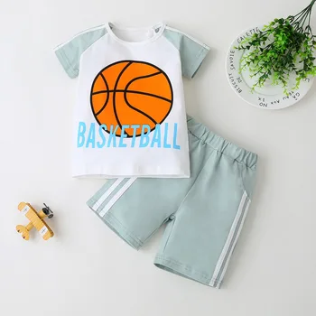 Bērniem, Baby Boy Apģērbs Uzstādīt 2020. Gada Vasaras Toddler Īsām Piedurknēm Basketbola, Futbola O-veida kakla T-krekls, Šorti Apģērbs, Apģērbu 2gab