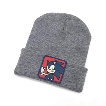 Bērniem Cepures Sonic Ezis Adīta Cepure Zēniem Ziemas Āra Beanie Anime Rotaļlietas attēls Kokvilnas Sonic Vilnas Cepures Unisex