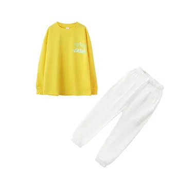 Bērniem Hip Hop Apģērbu Dzeltens Krekls Lielgabarīta T Krekls ar garām Piedurknēm Streetwear Bikses Zēniem, Meitenēm, Džeza Deju Tērpu Apģērbs