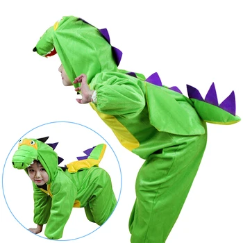 Bērniem Karikatūra Dzīvniekiem Zaļā Dinozauru Kostīmi Zēniem Girl Halloween Cosplay Kostīmu Anime Disfraces Saģērbt Lomu Spēlē Jumpsuit