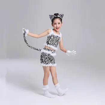 Bērniem Kaķēns Deju Kostīmu Plīša Gudrs Cosplay Kaķis Dzīvnieku Skatuves Sniegumu Tērpu Halloween, Ziemassvētku Karnevāla Puse Vienotu