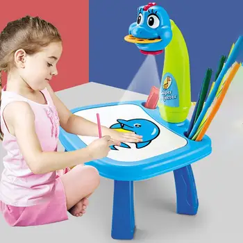Bērniem LED Projektors Mākslas Zīmēšanas Galda Rotaļlietas Bērniem Smart Krāsošana Valdes Rakstāmgalds, Mākslas Un Amatniecības Projekcijas Izglītības Mācību Rotaļlietas
