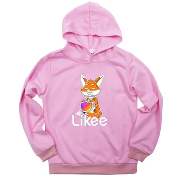Bērniem Likee Video App sporta Krekls Bērnu Apģērbs Bērnu Zēniem Meitenēm pelēkā vārna Gadījuma Tops ar Kapuci Dzīvnieku Fox Kaķis Unicorn Pulovers