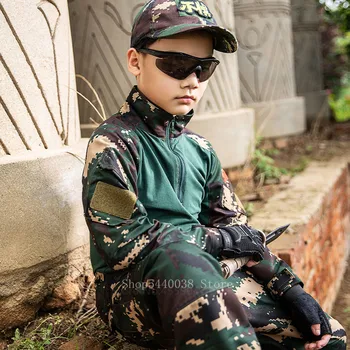 Bērniem Militāro Kaujas Taktikas Kostīmi ACU Maskēties ar garām Piedurknēm Armijas Atbilstu Studentu Zēnu Āra Apģērbi Apmācības Formas tērpu