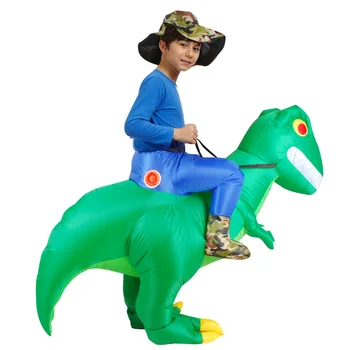 Bērniem Pieaugušo Halloween Dino Piepūšamās Kostīmi Braukt Zaļā Dinozauru Cosplay Kostīmu Smieklīgi Karnevāls Staigā T-Rex Uzspridzināt Drēbes